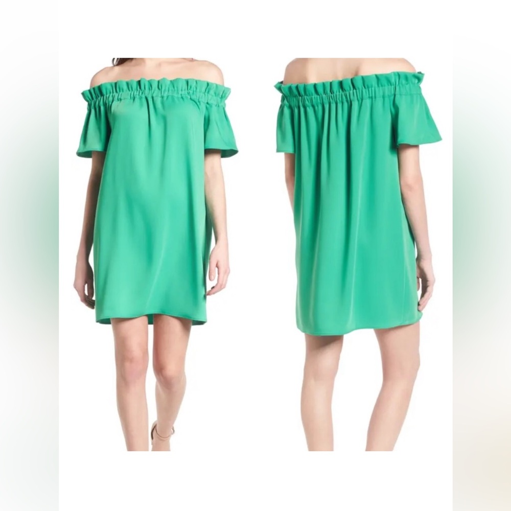Pleione Women's Casual Off The Shoulder Mini Dress Green Size M Spring/Summer